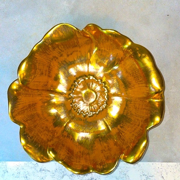 Stangl Art Pottery Hand Painted Granada Gold Ruffled Fruit Bowl 9” Vintage EUC - Picture 6 of 12